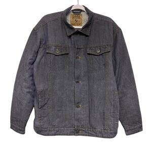 Vintage Lada Mens Size L Sherpa Lined Denim Button up Shaket Jacket Coat
